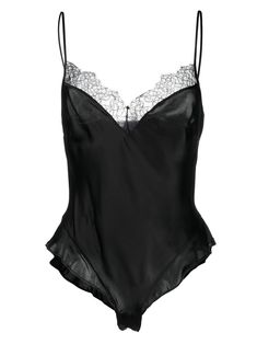 black silk lace trim satin finish sleeveless stretch-design Just a reminder that this piece must be tried on over your own garments. Fancy Bras, Silk Nightwear Romantic, Marty Simone, Vogue Subscription, Lingerielook Outfit, Modern Lingerie, Silk Nightwear, Black Lace Lingerie, Lingerie Black