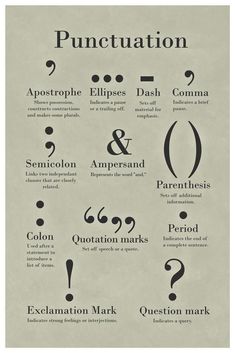 an old poster with some different types of punctulation