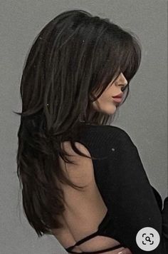 Bangstyle Straight Hair Long, Hair Inspo Extensions, Wolfcut Layers Long Hair, Selena Gomez Long Hair Layers, Shaggy Layers Long Hair Straight, Medium Layers Hairstyles, Long Bouncy Layers With Curtain Bangs, Long Layered Hair Aesthetic, Hairstyles For Shedding Hair