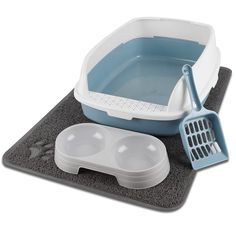 Cat Litter Box with Lid for Kitten Under 6 Months, 4 PCS Low Entry Kitty Starter Kit with High Sided Shield Cover, Kitty Supplies Includes Litter Mat, Poop Scooper, Feeding Bowl, Small Blue (As an Amazon Associate I earn from qualifying purchases) High Sided Litter Box, Pets For Kids, Low Maintenance Pets, Amazon Coupon Codes, Tortoise Turtle