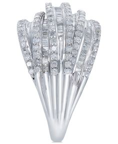 Go for high-style fabulous with this crisscrossing multi-row ring (1 ct. t.w.) artistically rendered with round-shape and tapered baguette diamonds expertly brought together in an upscale design. Dream Ring, Baguette, Diamond Jewlery, Levian Jewelry, Crossover Ring, Beautiful Diamond Rings, Mother Rings, Baguette Diamonds, Diamond Jewelry Designs