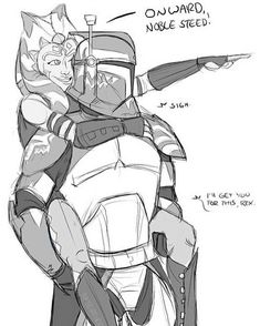 Wolfe and Asoka Commander Wolffe, Clone Wars Art, Funny Star Wars Memes, Star Wars Ahsoka, Star Wars Drawings, Star Wars Comics, Star Wars Artwork, Star Wars Fan Art