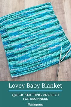 the easy baby blanket knitting project is great for beginners to learn how to knit