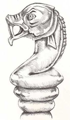 a drawing of a seahorse sitting on top of a rock