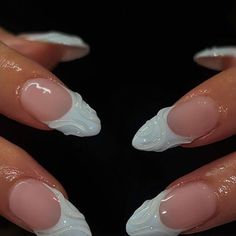 Nail Inspo Cute Nails Acrylic Simple, Acrylics Trendy, Wet Nails Look, Jelly French Tip Nails, Waterdrop Nails, Apres Gel X Nails Design, Short Gel X Nail Designs, Rain Drop Nails, Nails Inspo Minimalist