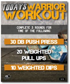 an image of a poster with the words today's warrior workout