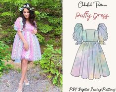 Diy Selkie Puff Dress, Puff Dress Pattern, Puff Sleeve Dress Pattern, Ruffled Dress Pattern, Selkie Dress, Dress Sewing Patterns Free, First Sewing Projects, Indie Sleaze, Sew Zipper