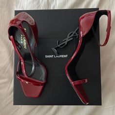 Cherry Shoes, Pretty Heels, Dr Shoes, Fashion Shoes Heels, Shoes Heels Classy, Ysl Heels, Heels Classy, Cute Heels, Girly Shoes