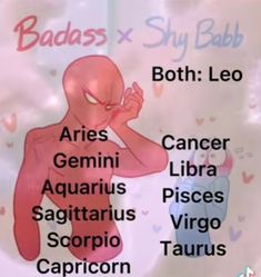 a cartoon character with the names of different zodiac signs