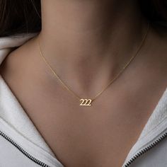 "Personalized angel number necklace made just for you! Now you can carry your lucky angel number with you wherever you go! - - -  D E T A I L S - - -  * Made of 925 Sterling Silver or 14K solid gold * Available in 14k Gold, Rose Gold or Rhodium plated (we use a very THICK plating for a piece that will be * with you for years to come!) or 14K solid gold! * Nickel-free & Hypoallergenic * DIMENSION: 5mm ♡ HOW to ORDER: ♡ 1. Use the \"PERSONALIZATION BOX\" to input your NUMBERS that you would like (Up to 10 Characters). 2. Choose your Necklace Length Option. :) Pieces arrive in beautiful gift-boxes ready for gift-giving!! 😊 All pieces are made with 100% Pure Love! ♡ PROCESSING TIMES: This necklace is CUSTOM MADE TO ORDER especially for you! Our turn around times are 10-14 days. This may be su Angeles, 777 Necklace Silver, Angel Number Necklace, Number Jewelry, 2024 Wishlist, Number Necklace, Angel Number, Rose Gold Necklace, Custom Necklace