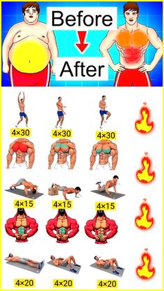 an image of a man doing exercises with his stomach and back, before and after