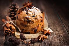 a muffin with cinnamon and star anise on top