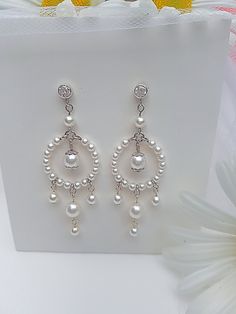 Anting Manik, Diy Earrings Easy, Gelang Manik-manik, Bridal Earrings Chandelier, Beaded Earrings Diy, Rings Sterling Silver, Crystal Chandelier Earrings, Gelang Manik, Handmade Jewelry Tutorials