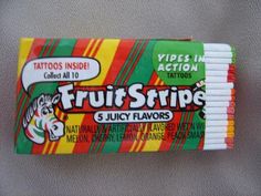 a box of fruit strip with an image of a zebra on the front and side