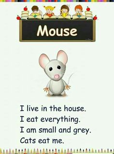 a card with an image of a mouse in front of the words i live in the house