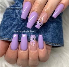 Pastel Nails Designs, Purple Acrylic Nails, Purple Nail Designs, Blue Acrylic Nails, Acylic Nails, Cute Acrylic Nail Designs, Classy Acrylic Nails