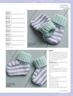 an image of two baby booties made out of knitted yarn