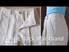 an image of a woman's pants with the words elastic back waistband