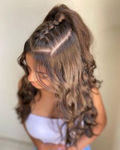 Braids Pictures, Medium Length Curly Hair, Vlasové Trendy, Hairstyle Names, Prom Hair Down