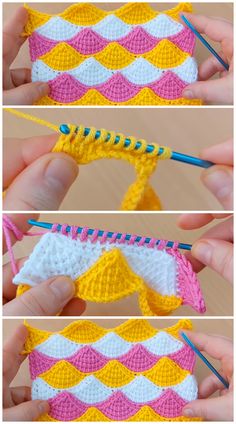 crochet stitches are being used to make the chevron stitchs in this pattern