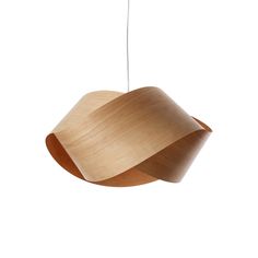 a wooden light hanging from the ceiling