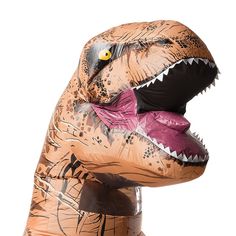 an inflatable dinosaur costume is shown on display