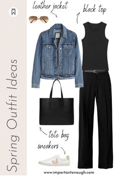 Spring Wardrobe Staples: Timeless Pieces For Your Spring Capsule Wardrobe 2023 + 25 Spring Outfits Ideas - Important Enough Outfit Ideas For School Black, Spring Capsule Wardrobe 2023, August Ideas, Capsule Wardrobe 2023, Spring Outfits Ideas, Simple Spring Outfits, Looks Jeans, Spring Capsule, Spring Capsule Wardrobe