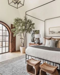 Dream Home: A Fresh Modern Tudor – Becki Owens Blog Organic Modern Bedroom, Organic Bedroom, Modern Farmhouse Bedroom, Tudor Style Homes, Decoration Bedroom, Canopy Bed, Main Bedroom, Bedroom Aesthetic, Aesthetic Bedroom