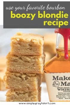 homemade boozy blondie recipe with text overlay