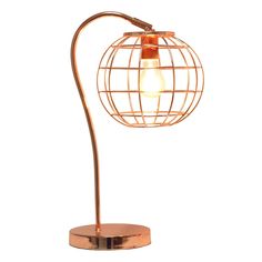 a metal lamp with a wire ball on it