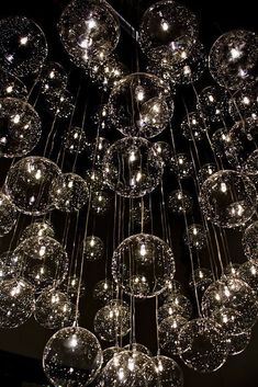 a large chandelier with many balls hanging from it's centerpieces