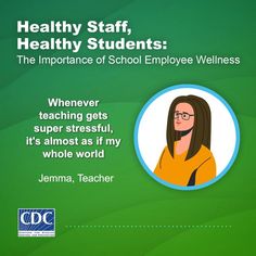 a woman with glasses on her head and the words healthy staff, healthy students?