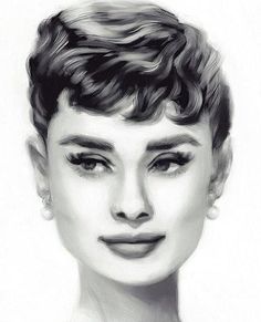 a black and white drawing of a woman's face