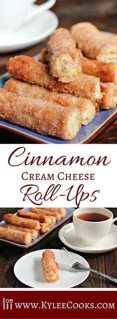 cinnamon cream cheese roll ups on a plate