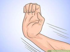 a hand with the fist raised up in front of a blue sky and white background