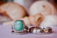 Details - unique engagement ring at beach wedding on St. George Island, Florida | Elizabeth Davis Photography - Click here to see all the other lovely beach wedding details: http://elizabethdavisphotoblog.com/doug-megans-wedding-photography-april-14/ Engagement Ring With Turquoise, Carrabelle Florida, Wedding Photography Details, Turquoise Engagement Ring, Wedding April, Photography Details, Irrigation Systems, Gorgeous Rings