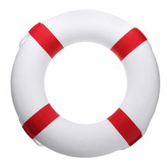 an inflatable life preserver is shown on a white background with red stripes