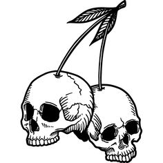 two skulls with leaves on their heads