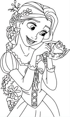 the princess from disney's beauty and the beast coloring page with flowers in her hair