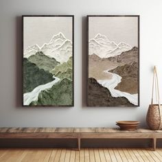 Brown Mountains Landscape Texture Painting Set of 2 Brown Mountains Abstract Wall Art Wabi-sabi Art Brown Mountains, Landscape Texture, Intense Art, Wabi Sabi Painting, Painting Set Of 2, Living Room Painting, Room Painting, Mountains Landscape, Free Frames