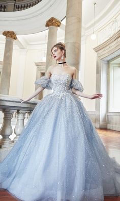 Blue ballgown wedding dress for Cinderella Cinderella Wedding Dress Disney, Disney Wedding Gowns, Ariel Wedding Dress
