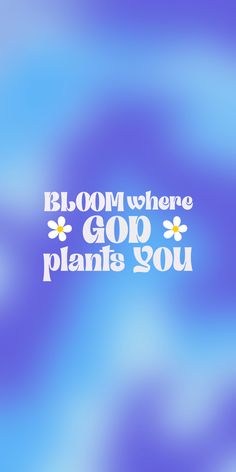 a blurry background with the words bloom where god plans you