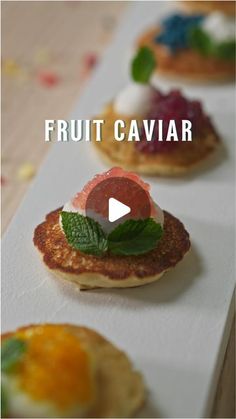 fruit caviar is displayed on top of a white paper with the words, fruit caviar