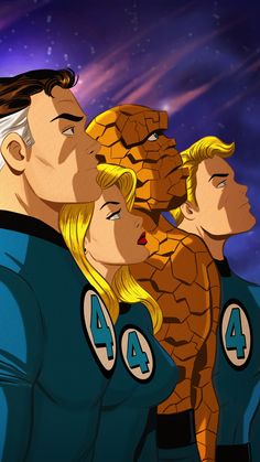 an animated image of two people and the thing that appears to be from fantastic four