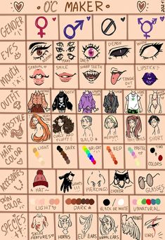 a poster with many different types of women's faces and their names on it