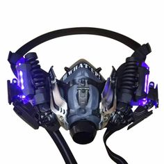 Cyberpunk Masks, Techwear Mask, Punk Mask, Tactical Mask, Mouth Mask Design, Cool Bike Helmets, Purple Lights, Tactical Helmet, Bike Helmets