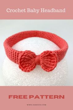 a close up of a pink crochet baby headband Crochet Baby Headband Free Patterns, Newborn Headband Size, Amigurumi Patterns, Crochet Headband Toddler, Crocheted Baby Items Free Patterns, Crochet Baby Hair Accessories, Crochet Headband Baby Girl, Crocheted Baby Headbands Free Pattern