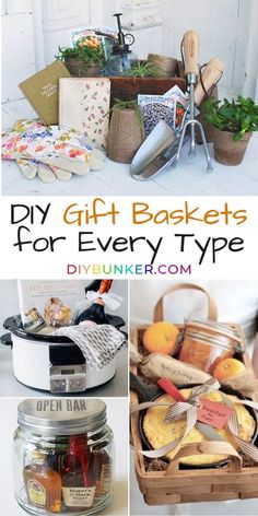 different types of gift baskets for every type of person in the house, including bread and jams