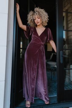 Feel luxurious in an instant with our Meghan Velvet Wrap Maxi Dress! This gorgeous blue dress is a true wrap style with velvet material. Velvet Bridesmaid Dresses, Plum Dress, Velvet Wrap Dress, Baltic Born, Velvet Maxi Dress, Mid Length Sleeves, Wrap Maxi Dress, Rust Dress, Dress Dusty