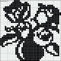 a cross stitch pattern with a woman's face in black and white